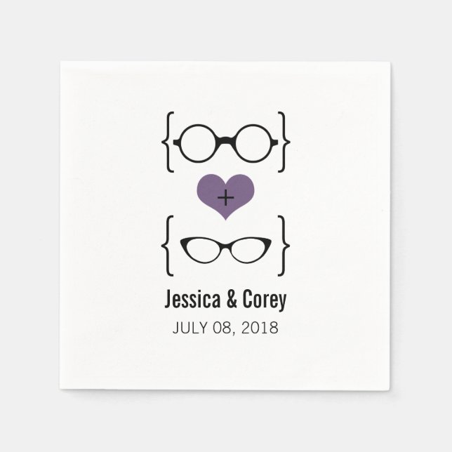 Purple Geeky Glasses Paper Napkins (Front)