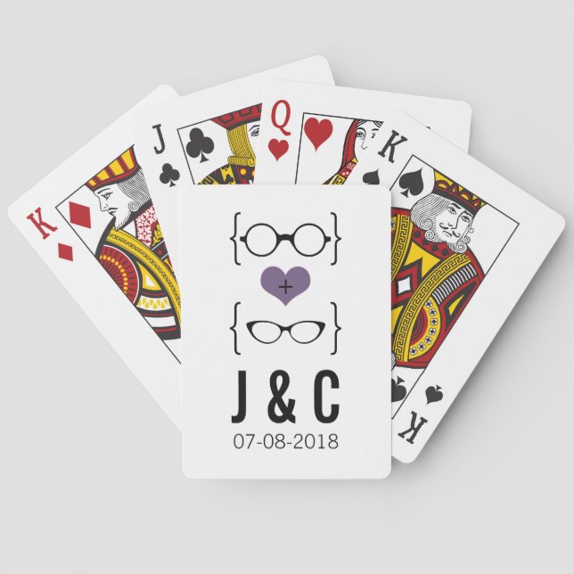 Purple Geeky Glasses Playing Cards (Back)