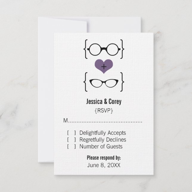 Purple Geeky Glasses Response Card (Front)