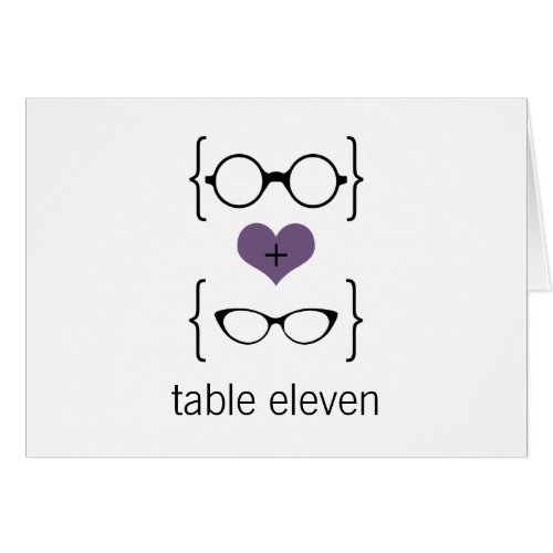 Purple Geeky Glasses Table Number Card