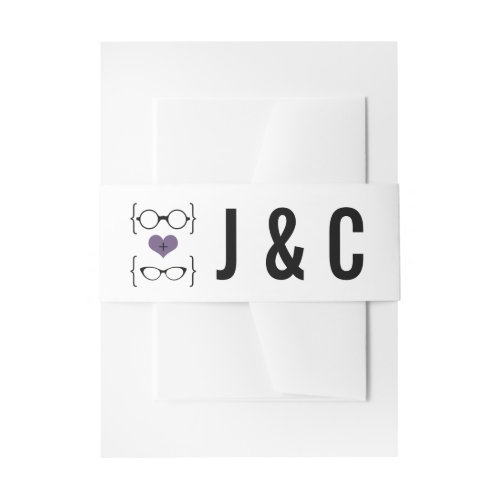 Purple Geeky Glasses Wedding Belly Bands Invitation Belly Band
