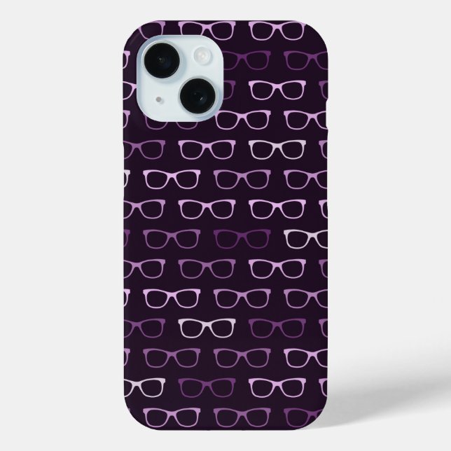  Purple Geeky Hipster Glasses Pattern Case-Mate iPhone Case (Back)