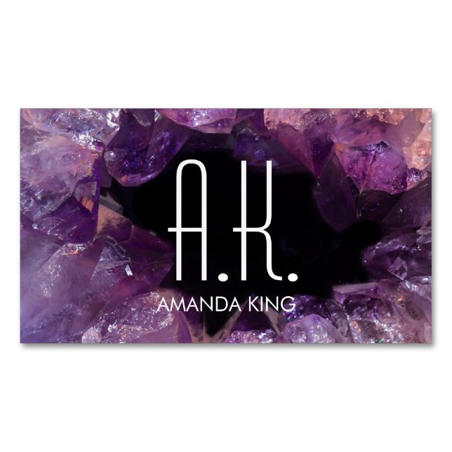 Purple Gem Geode Business Card Magnet (Front)