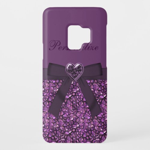 Purple Gem Stones  Heart Jewel Print Case_Mate Samsung Galaxy S9 Case