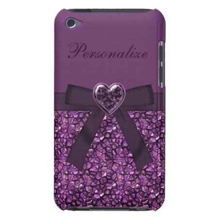 Purple Gem Stones & Heart Jewel Print Ipod Case-mate Case