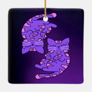 Purple Gemini Kittens Ceramic Ornament
