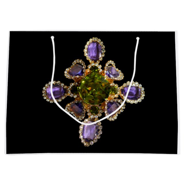 Purple gems amethyst  Diamonds Emeralds jewelry  Large Gift Bag (Front)