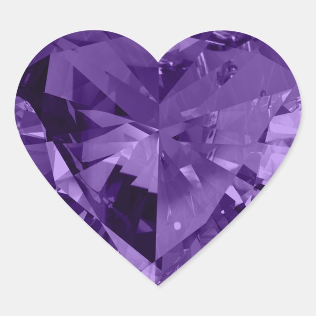 Purple Gemstone Crystal Shiny Heart Sticker (Front)