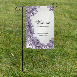 Purple Gemstone Floral Garden Flag
