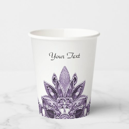 Purple Gemstone Floral Paper Cups