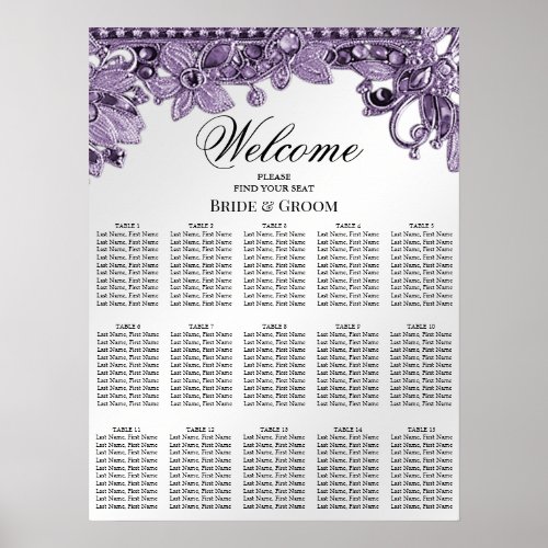Purple Gemstone Floral Seating Chart