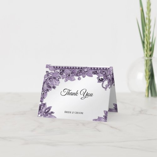 Purple Gemstone Floral Thank You Card