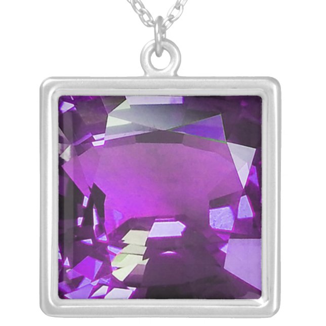 Purple Gemstone Silver Plated Necklace (Front)
