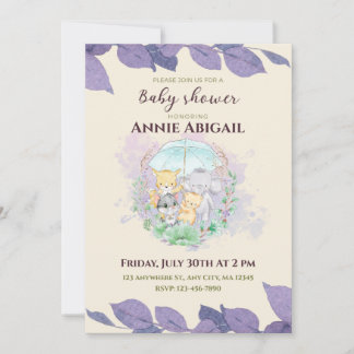 Purple Gender Neutral Baby Shower Invitation