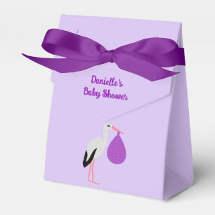 Purple gender neutral Baby Stork Baby Shower Favor Boxes