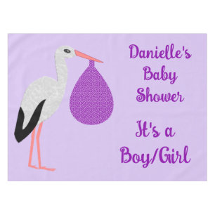 Purple gender neutral Baby Stork Baby Shower Tablecloth