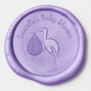 Purple gender neutral Baby Stork Baby Shower Wax Seal Sticker
