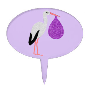 Purple gender neutral Baby Stork Cake Topper