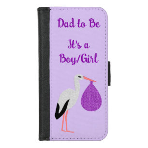 Purple gender neutral Baby Stork Custom iPhone 8/7 Wallet Case