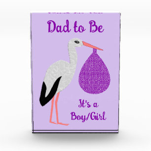 Purple gender neutral Baby Stork Gender Reveal Acrylic Award