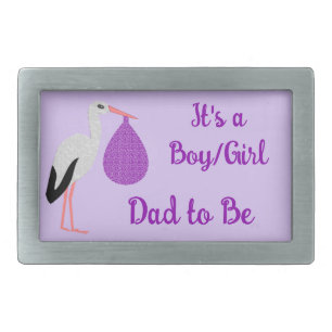Purple gender neutral Baby Stork Gender Reveal Belt Buckle