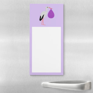 Purple gender neutral Baby Stork Magnetic Notepad