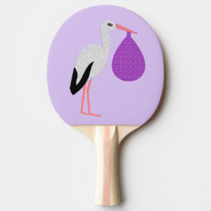 Purple gender neutral Baby Stork Ping Pong Paddle