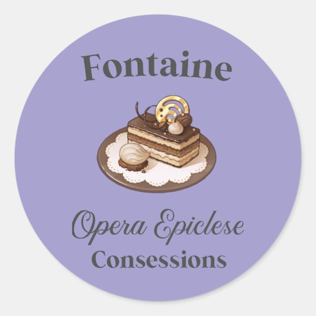 Purple Genshin Impact Fontaine Popcorn Favor Box  Classic Round Sticker (Front)