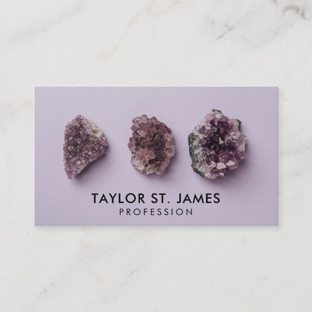 Purple Geode Crystal Modern  Business Card (Front)