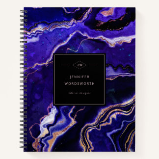 Purple Geode Modern Professional Black Agate Notebook