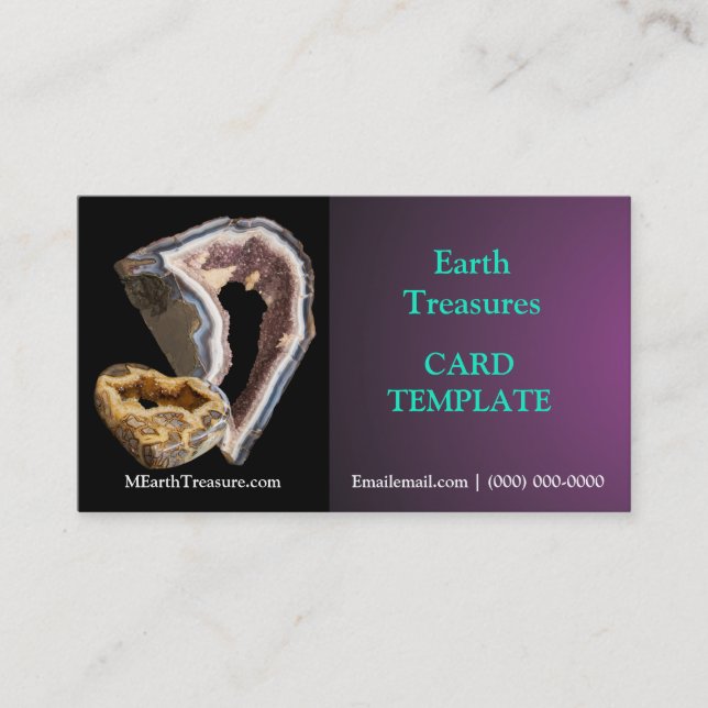 Purple Geode Rock Mineral Agate Crystal Business Card (Front)