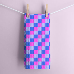 Purple Geometric Checkerboard Kitchen Towel