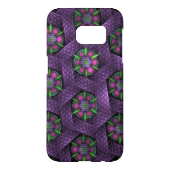 Purple Geometric Floral Pattern Samsung Galaxy S7 Case by skellorg at Zazzle