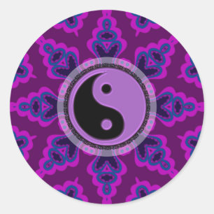 Purple Geometric Flower Yin Yang Sticker