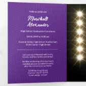 Purple Geometric Graduation Photo Tri-Fold Invitation (Inside First)