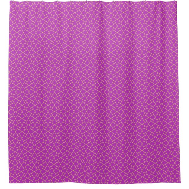 Purple Geometric Islamic Gold-effect Outlines Shower Curtain (Front)