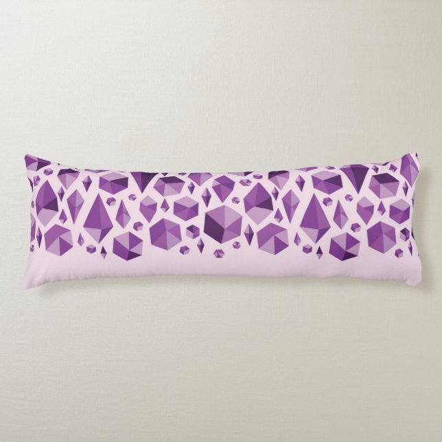 Purple geometric jewel shapes body pillow (Front)