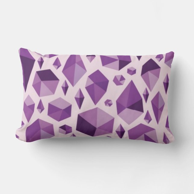 Purple geometric jewel shapes lumbar pillow (Front)