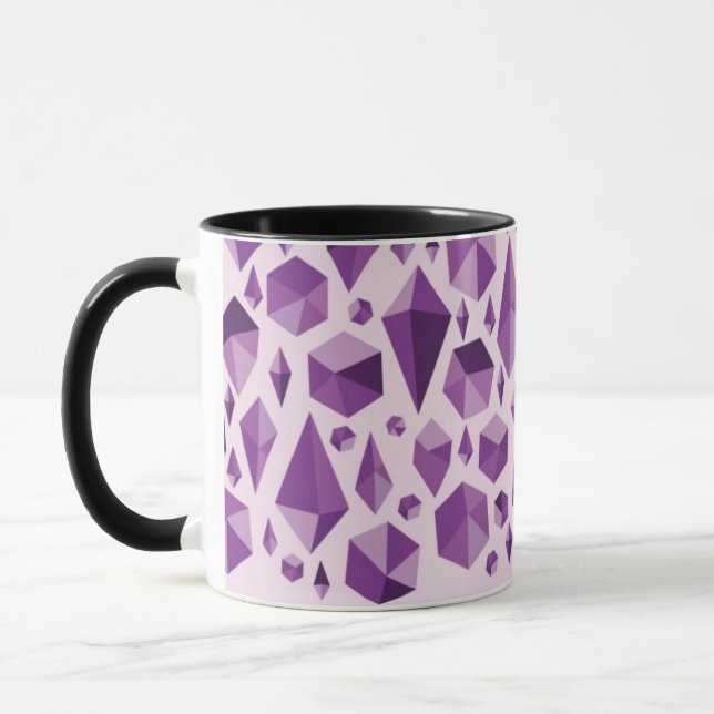 Purple geometric jewel shapes mug (Left)