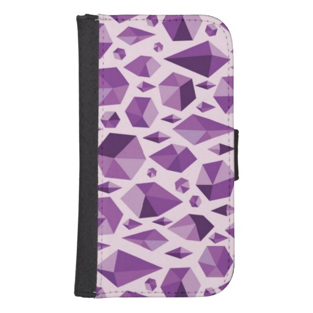 Purple geometric jewel shapes samsung galaxy wallet case (Front)