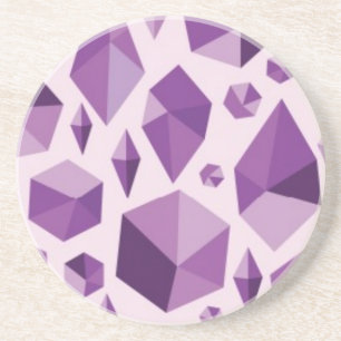 Purple geometric jewel shapes sandstone coaster