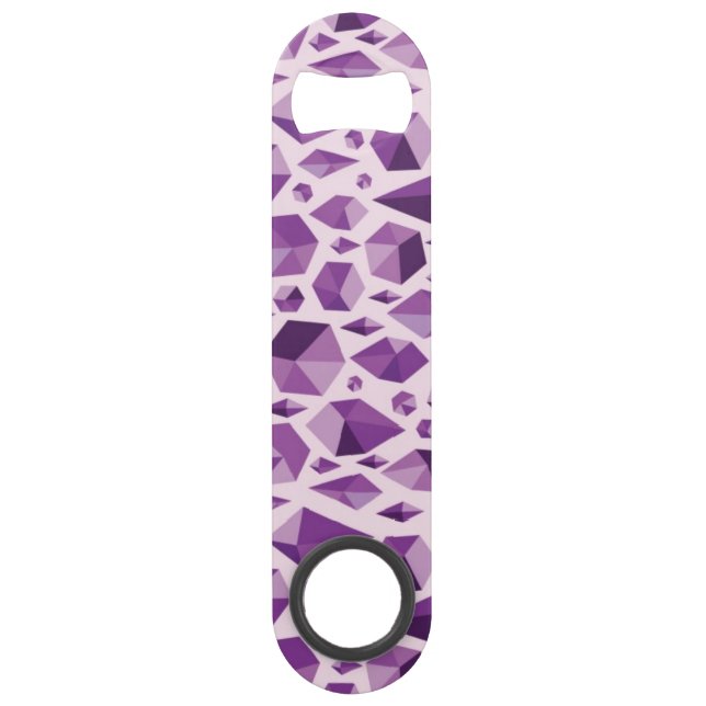 Purple geometric jewel shapes speed bottle opener (Front)