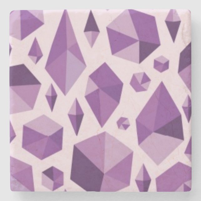Purple geometric jewel shapes stone coaster (Front)