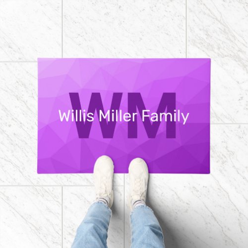 Purple geometric mesh pattern Monogram Doormat