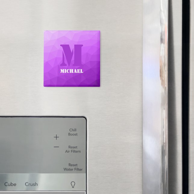Purple geometric mesh pattern Monogram Magnet (In Situ (Fridge))