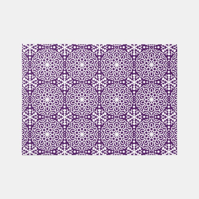 Purple Geometric Mid Century Modern Pattern Area  Rug (Front)