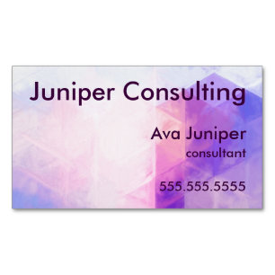 Purple Geometric Painted Pattern Magnetic Business Card