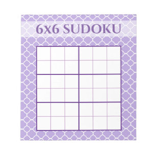 Purple Geometric Pattern 6x6 Sudoku Grid Template Notepad