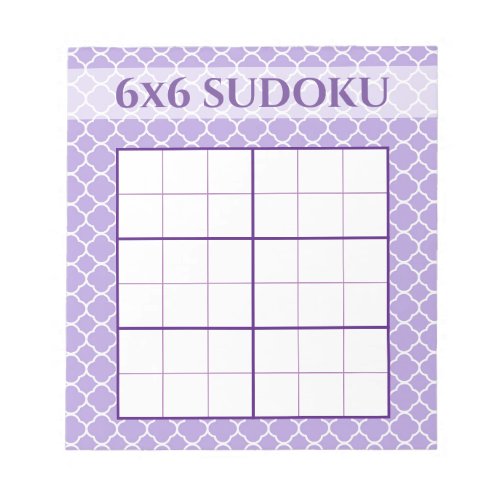 Purple Geometric Pattern 6x6 Sudoku Grid Template Notepad