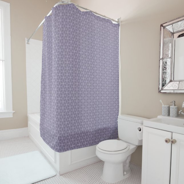Purple Geometric Pattern Shower Curtain (In Situ)